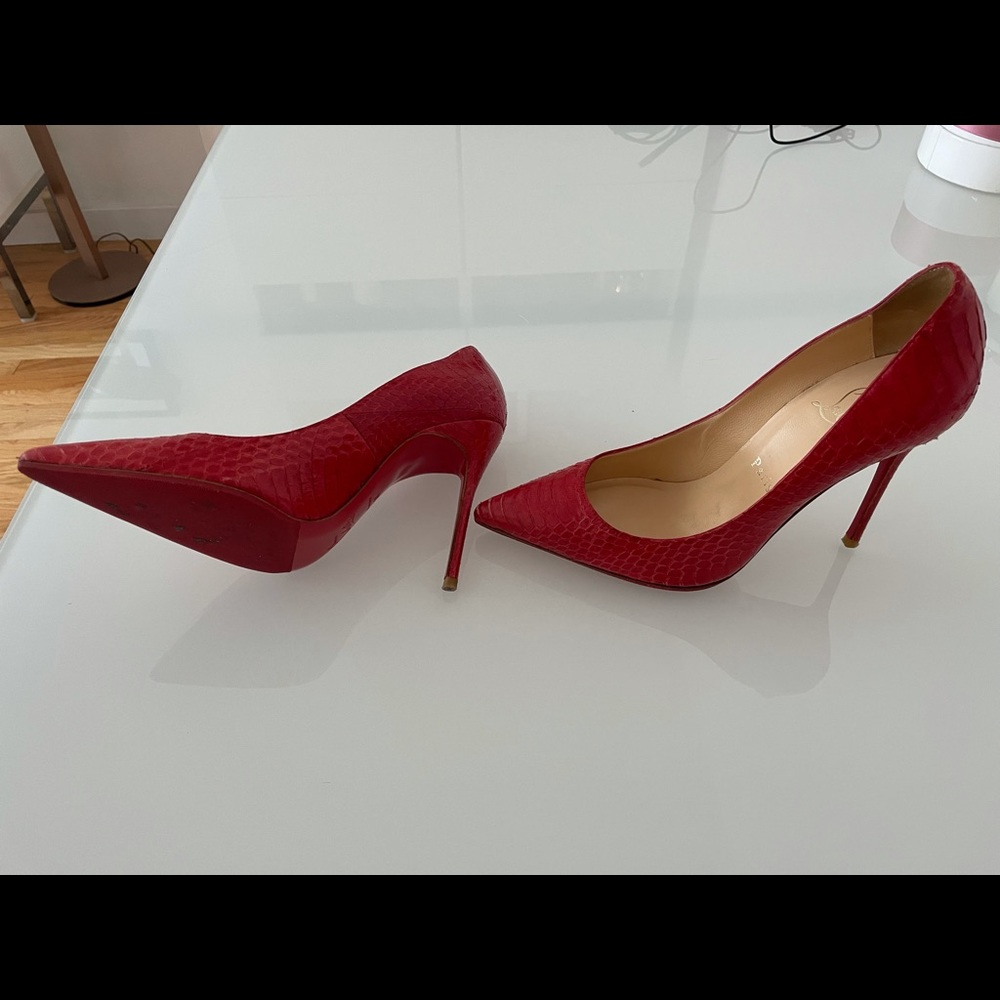 Christian Louboutin Red Python High Heel, Very Go… - image 4